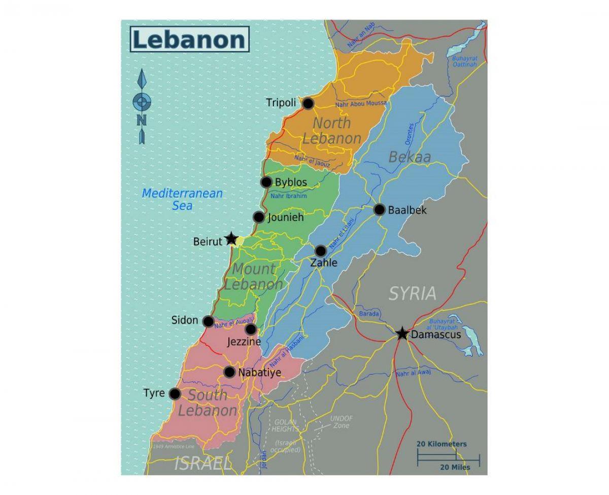peta dari Lebanon wisata