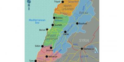 Peta dari Lebanon wisata